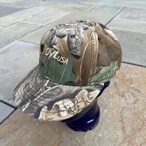Vintage 90s Made in USA Advantage Woodland Camo SnapBack Hat